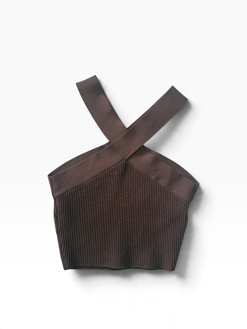 Babaton Sculpt Knit Cross Neck Top – XS 🤎
